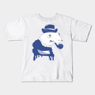 Blue Fancy Frog with Pipe Kids T-Shirt